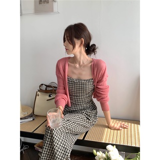 พร้อมส่ง! gingham minimal jumpsuit C3639 จั๊มสูทขายาว จั๊มสูทสายเดี่ยว jumpsuitสไตล์เกาหลี