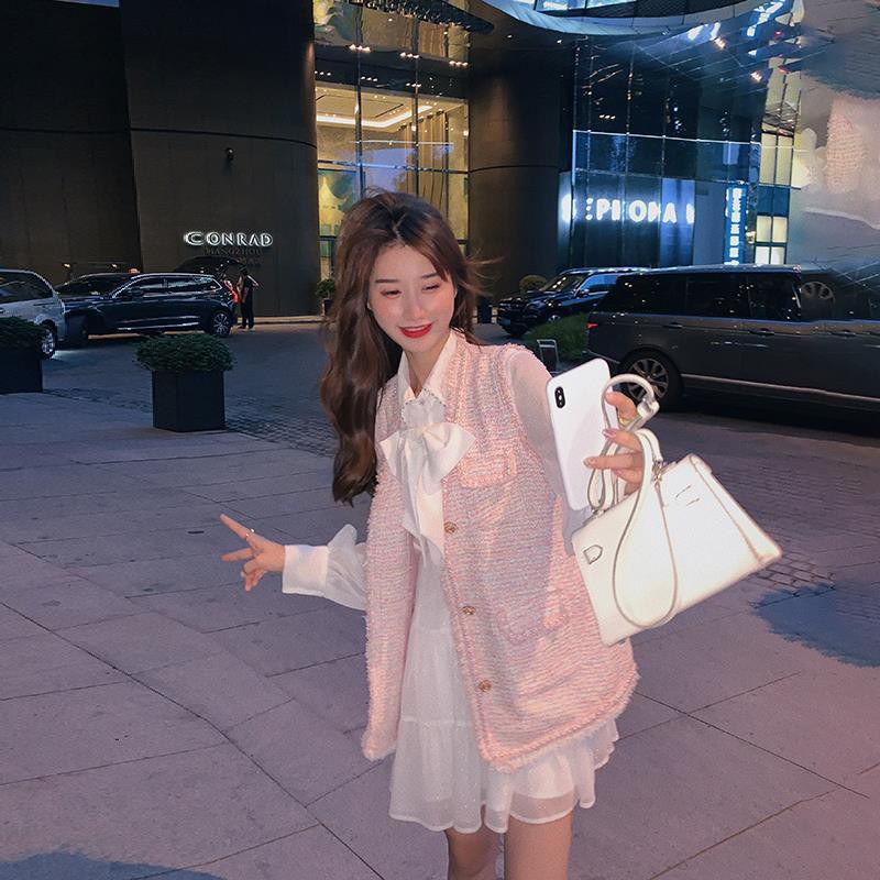 hot-sale-little-xiangfeng-สีชมพูเสื้อกั๊ก-2-ชิ้นเสื้อผ้าฤดูใบไม้ร่วง-2020-ใหม่หญิงต้นฤดูใบไม้ร่วงทอดสตรีทแฟชั่นชุด