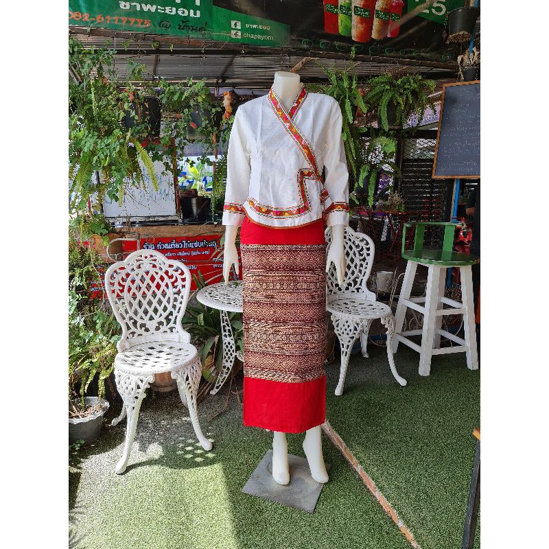 ชุดพื้นเมืองประยุกต์ เสื้อ+ผ้าซิ่นลายไทยสวย ใส่เที่ยวไปวัดทำงาน ไซส์ S-XL มุมมองที่ 6