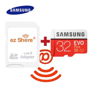 อะแดปเตอร์ไร้สาย Ez Share Wifi + การ์ดหน่วยความจํา Samsung Evo Plus Micro Sd Class10 ไมโครสดอินเตอร์เน็ตไร้สาย Tf Card 32Gb64Gb 128Gb