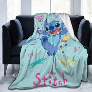 【มีสินค้า】 Disney Lilo &amp; Stitch ผ้าแฟลนเนลเนื้อนุ่มพิเศษ เหมาะสำหรับผ้าห่มบนเตียงและโซฟา