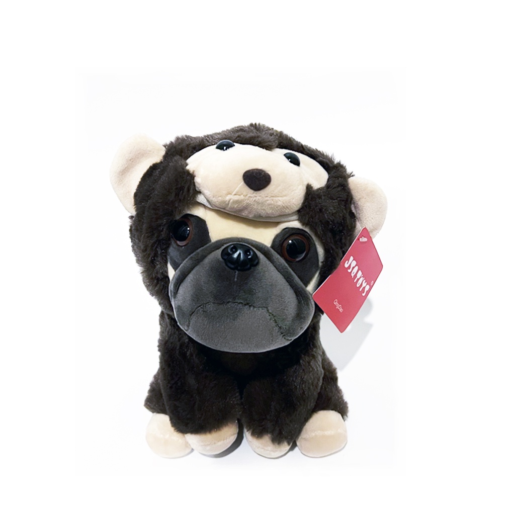 ตุ๊กตา-หมาปั๊ก-ใส่ฮู้ด-ชุดกวางและลิง-pug-dog-8-นิ้ว