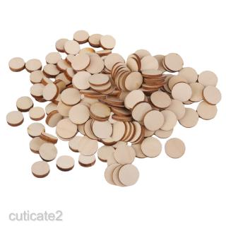 200X Plain Unfinished Wooden Round Circle Discs Embellishments Art Craft DIY