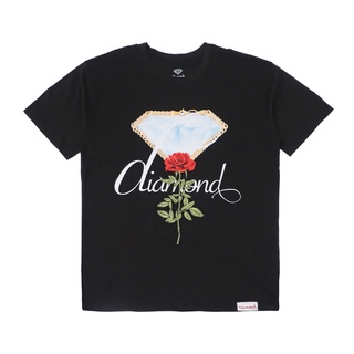 ใหม่ แบรนด์เนม Diamond Supply Co. เสื้อยืด ลายดอกกุหลาบ และโซ่ ประดับเพชร สไตล์คลาสสิก