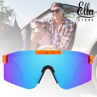 Ellastore123 แว่นตากันแดด เลนส์โพลาไรซ์ กรอบขนาดใหญ่ กันลม ปรับได้ สําหรับขี่จักรยาน เล่นกีฬา ทุกเพศ