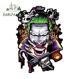 Earlfamily สติกเกอร์ ลายการ์ตูนอนิเมะ Crazy Joker สําหรับติดตกแต่งรถยนต์ รถจักรยานยนต์ 13 ซม.
