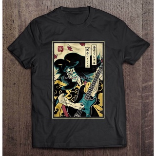 เสื้อยืดคอกลม แขนสั้น ผ้าฝ้าย พิมพ์ลาย Samurai Hannya Bassist แฟชั่นสําหรับผู้ชาย