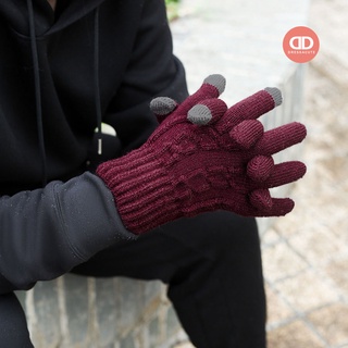 กดมือถือได้ ❤️ ถุงมือกันหนาว ไหมพรม สีพื้น T807