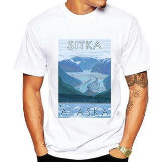 ROUNDคอลูกเรือNeckใหม่ เสื้อยืด พิมพ์ลาย Glacier Scene Sitka Alaska Premium Bdmapj06Knddco50-4XL