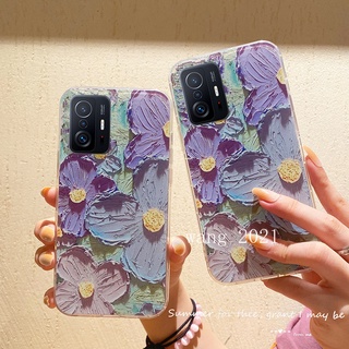 Ready Stock Phone Case Xiaomi 11T Pro 11T Mi 11 Lite 5G NE  เคส Casing Colorful Flowers Vintage Painting Transparent Silicone Soft Back Cover Xiaomi 11T เคสโทรศัพท