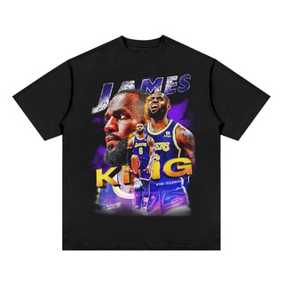 คอลูกเรือSPORTS STARเสื้อยืดแขนสั้น เปิดไหล่ ทรงหลวม พิมพ์ลาย LeBron James 2022all size