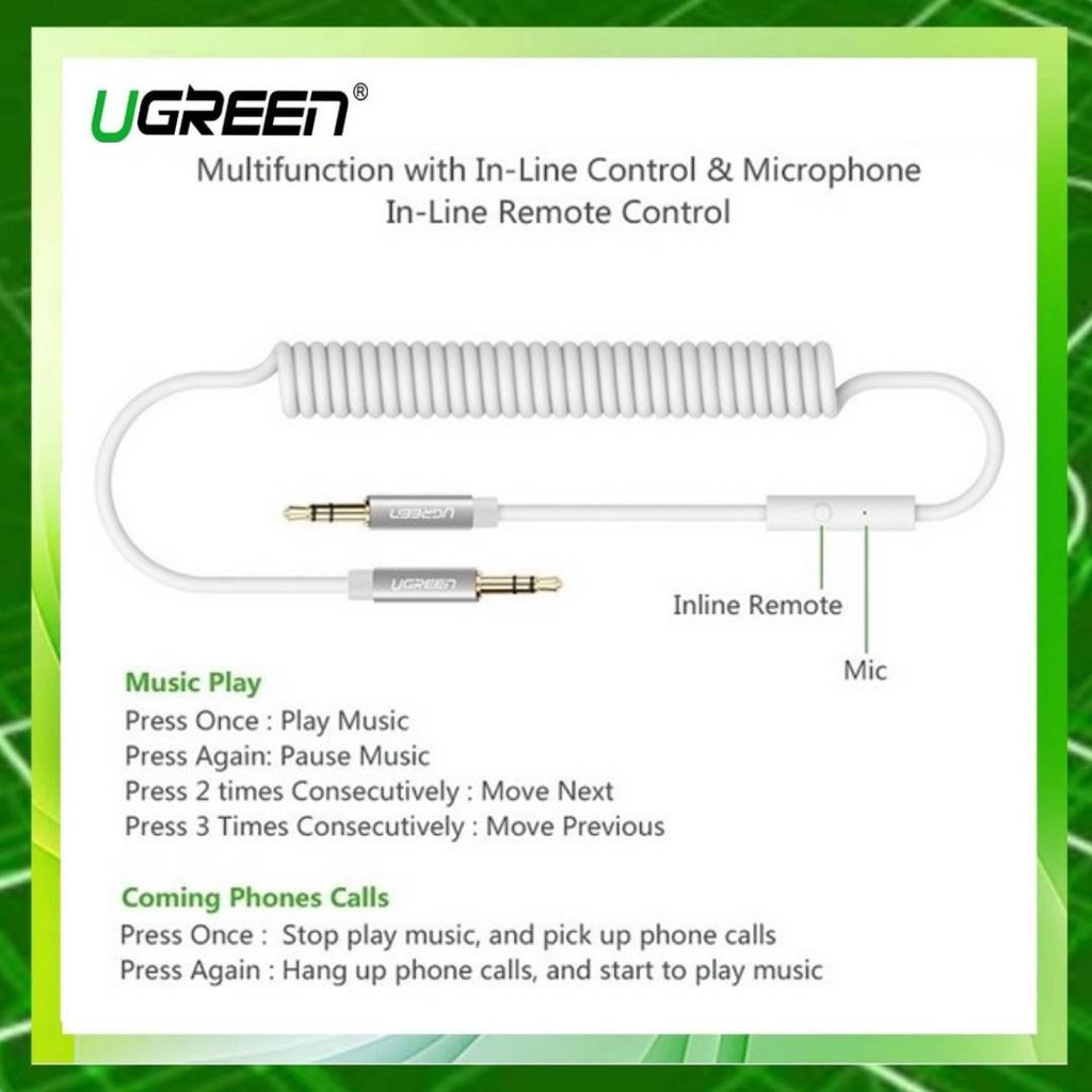 ugreen-cable-สายออดิโอ-aux-flexible-spring-รุ่น-20706-ยาว-1-เมตร-สายออดิโอ