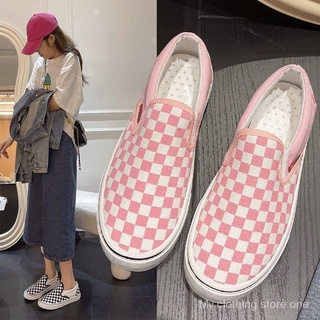 Checkerboard รองเท้าผ้าใบลายสก๊อตสีดำและสีขาวผู้หญิงรองเท้าสเก็ตบอร์ดแบบสบาย ๆ ทุกคู่หนึ่งเหยียบSH5682