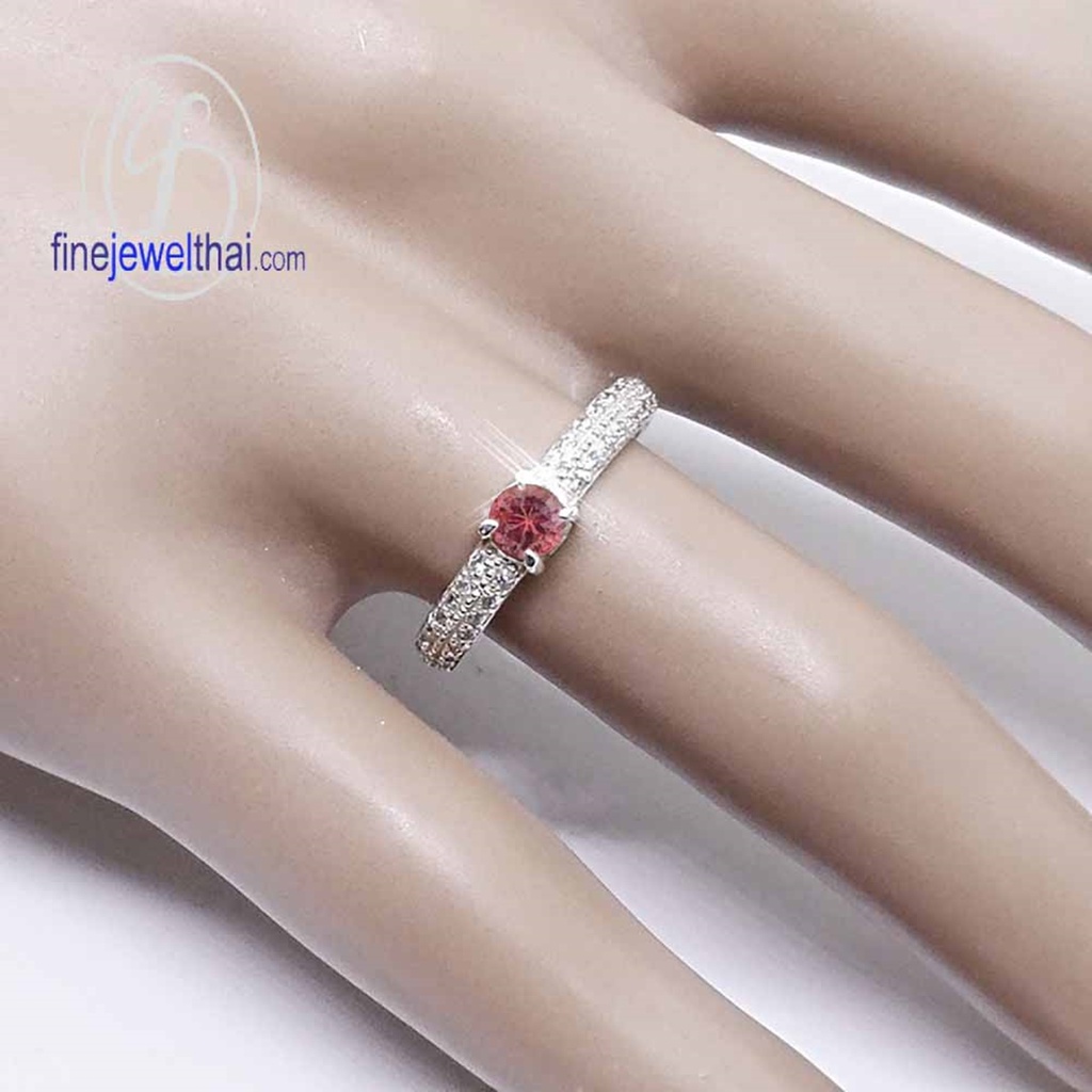 finejewelthai-แหวนทับทิม-ทับทิม-แหวนพลอย-แหวนcz-แหวนเงินแท้-พลอยประจำเดือนเกิด-ruby-silver-ring-birthstone-r1261rb