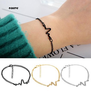 caere_Simple Unisex Electrocardiogram Charm Adjustable Bracelet Couple Wrist Jewelry