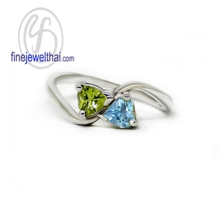 Finejewelthai-แหวนเพอริดอท-แหวนโทพาซ-แหวนเงินแท้-พลอยประจำเดือนเกิด-Peridot-Topaz-Silver-Ring-Birthstone-R1159pd-tp