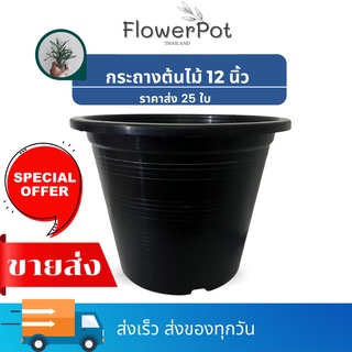 (25 ใบ) กระถาง 12 นิ้ว  กระถางดำ  กระถางพลาสติก