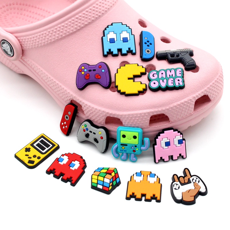 jibbitz-15-รุ่น-pac-man-game-series-diy-shoe-charms-pvc-decorate-accessories-น่ารัก-เด็ก-รองเท้าแตะอุปกรณ์เสริม-crocs-1000-รูปแบบ-สําหรับคุณเลือก