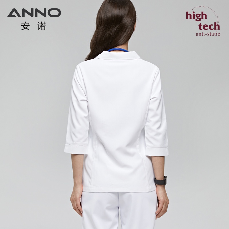 anno-ชุดสครับทางการแพทย์-สีขาว-ป้องกันไฟฟ้าสถิตย์-ป้องกันแบคทีเรีย-พยาบาล-ชุดพยาบาล-ชุดโรงพยาบาล-ดูแลเสื้อผ้า-เครื่องแบบแพทย์-บางพอดี