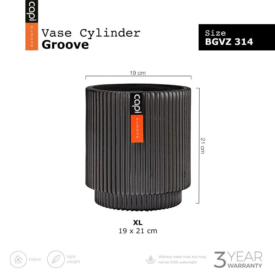bgvz-314-vase-cylinder-groove-size-d-19-x-h-21-cm-กระถางต้นไม้-modern-แบรนด์-capi-europe