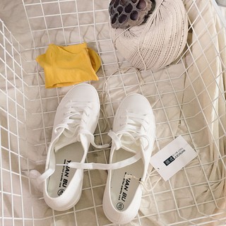 ภาพขนาดย่อของภาพหน้าปกสินค้า(พร้อมส่ง  ) รองเท้าผ้าใบสีขาว รองเท้าผ้าใบ unisex size 35-44  133 จากร้าน nampinkshop บน Shopee ภาพที่ 4