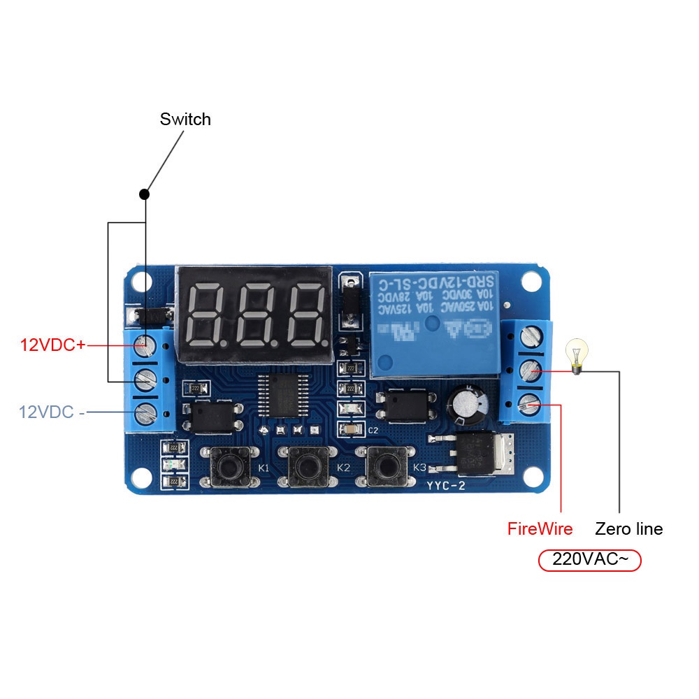 โมดูลรีเลย์สวิตช์ควบคุมการตั้งเวลาหน่วงเวลาอัตโนมัติ-12v-led-พร้อมเคส