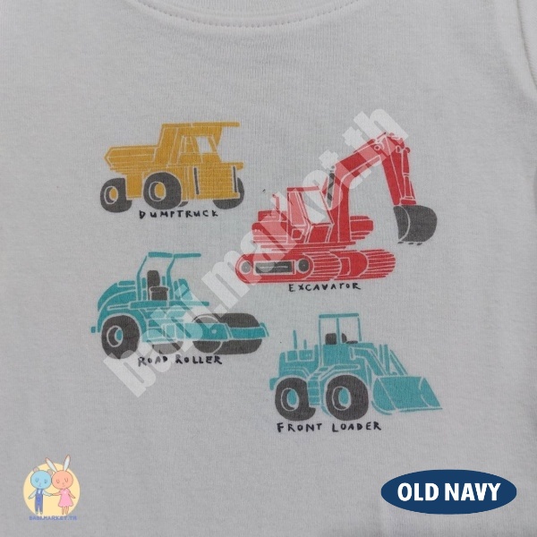 ของใหม่-เสื้อยืดแขนสั้นเด็ก-unisex-แบรนด์-old-navy-ลายรถตัก