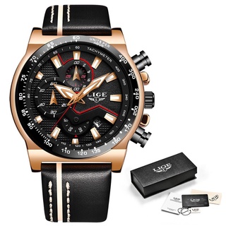 2019 LIGE New Blue Wristwatch Mens Watches Top Brand Luxury Leather Quartz Watch For Men Sport