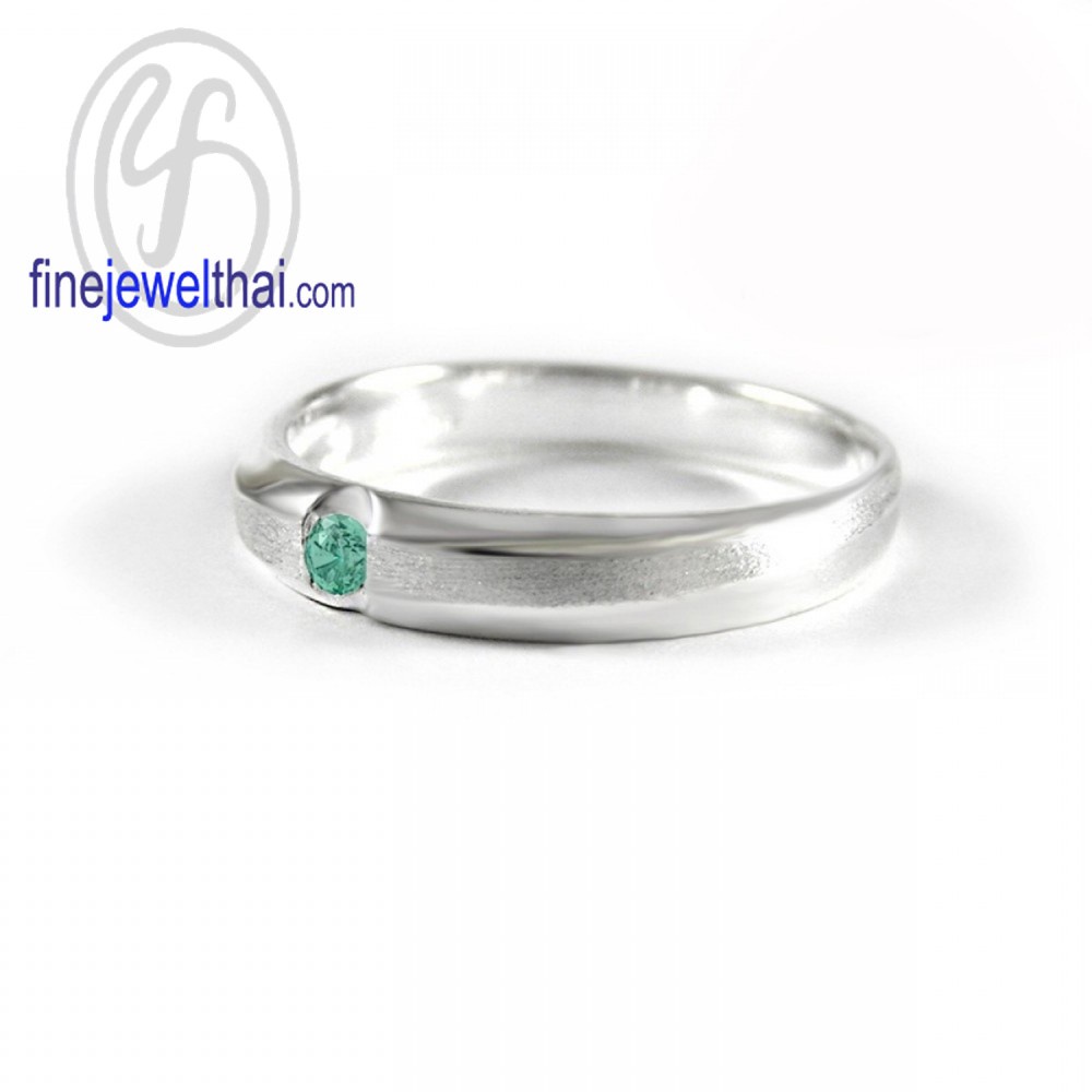 finejewelthai-แหวนมรกต-มรกต-แหวนเงินแท้-แหวนพลอย-พลอยประจำเดือนเกิด-emerald-silver-ring-r1247em