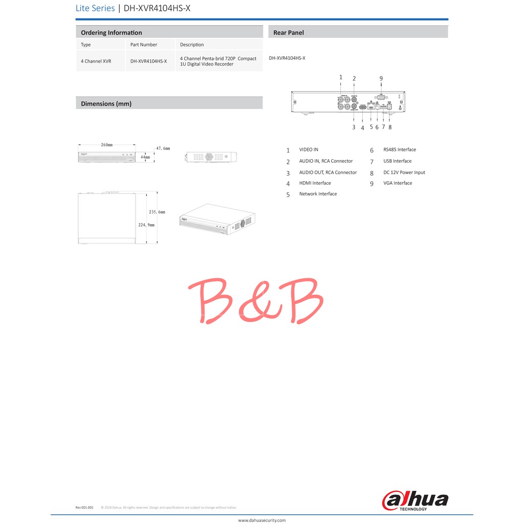 dahua-เครื่องบันทึกกล้องวงจรปิด-dvr-xvr4104hs-x-4-ch-รองรับกล้องความละเอียด-2-mp-บันทึกที่-1-mp-by-billion-and-beyond