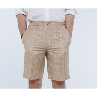 Light brown prince of wales check shorts