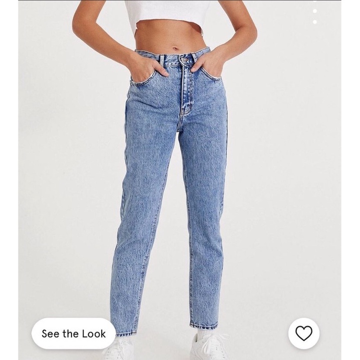 pb-pull-amp-bear-basic-mom-jeans-กางเกงยีนส์ขายาวทรงmomเอวสูงแบรนด์