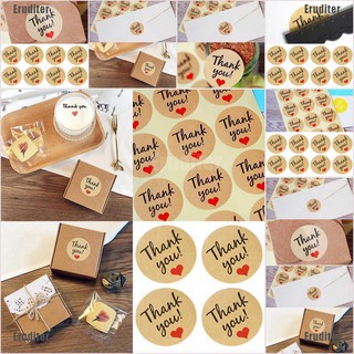 สติกเกอร์กระดาษคราฟท์ ลายหัวใจ thank you สําหรับตกแต่งขนมหวาน 60 ชิ้น