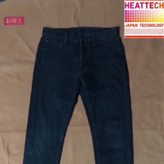 กางเกงยีนส์Uniqlo Heattech เอวต่ำ 28 นิ้ว มือ2 Men สีดำ