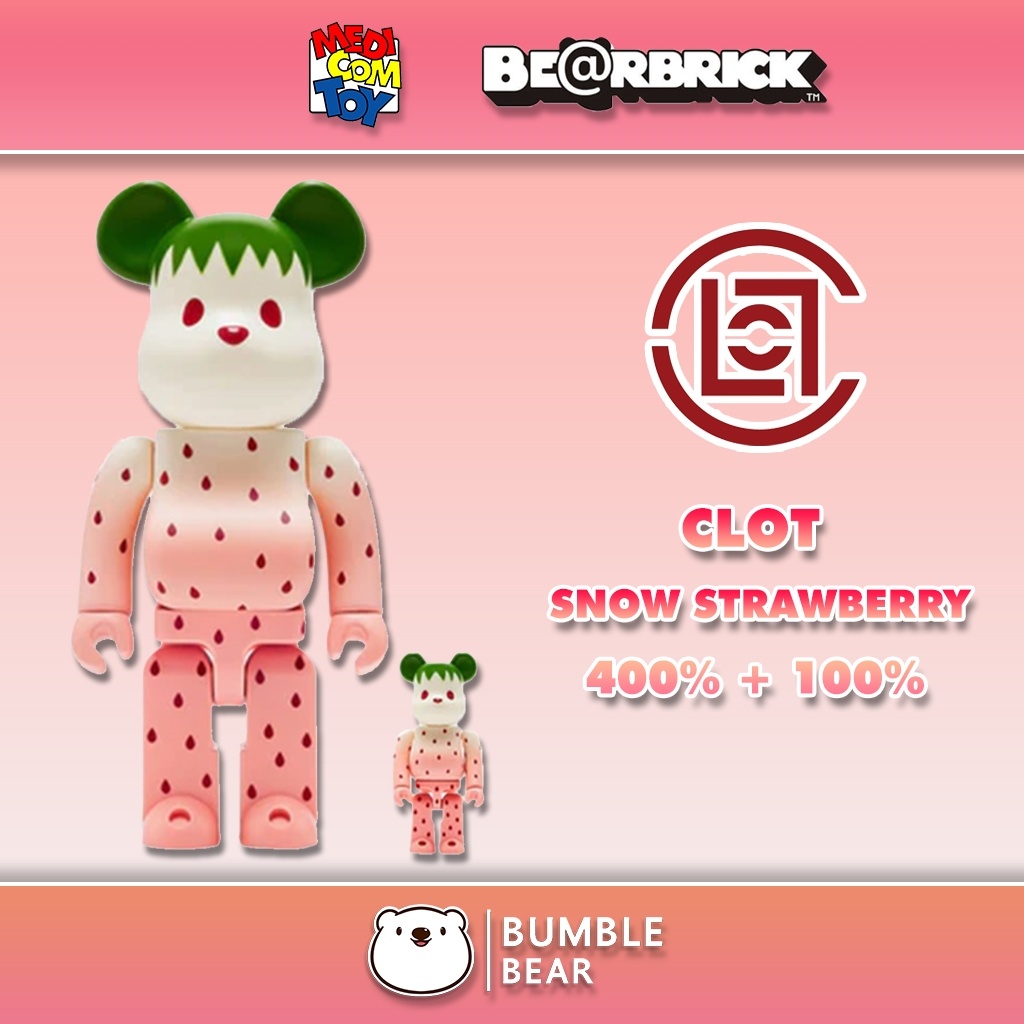 ของแท้-พร้อมส่ง-400-100-bearbrick-clot-snow-strawberry