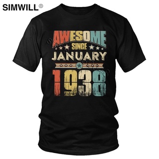 [S-5XL] เสื้อยืดแขนสั้น พิมพ์ลาย Awesome Since January 1938 Urban intage Grandfather ของขวัญวันเกิด สไตล์วินเทจ สําหรับผ