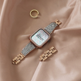 สายนาฬิกาข้อมือ สเตนเลส ประดับเพชร หรูหรา สําหรับ Apple Watch ultra Band 49 มม. 45 มม. 41 มม. 44 มม. 40 มม. 42 38 มม. Series 8 7 6 5 4 3 2
