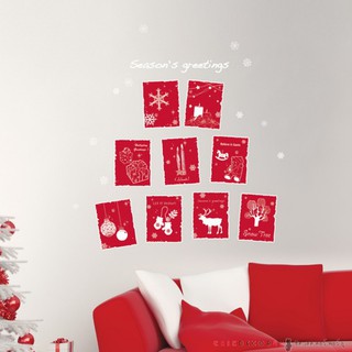 วอลล์สติ๊กเกอร์ ซานตาคลอส กวางเรนเดียร์ Christmas Sticker Santa Claus Reindeer Season Greetings PSC-60028