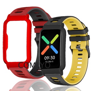 Oppo Watch ฟรีสายซิลิโคนนุ่มสมาร์ทวอทช์สร้อยข้อมือพีซีกันชนกรณีป้องกันเชลล์ป้องกันหน้าจอฟิล์มป้องกันผู้หญิงผู้ชายวงดนตรี