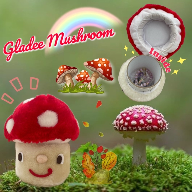 rare-red-mushroom-gladee-กระปุกใส่ของน้องเห็ด-ขนเก่า-งานวินเทจ-gladee-งานสะสม-ลิขสิทธิ์แท้-หายาก