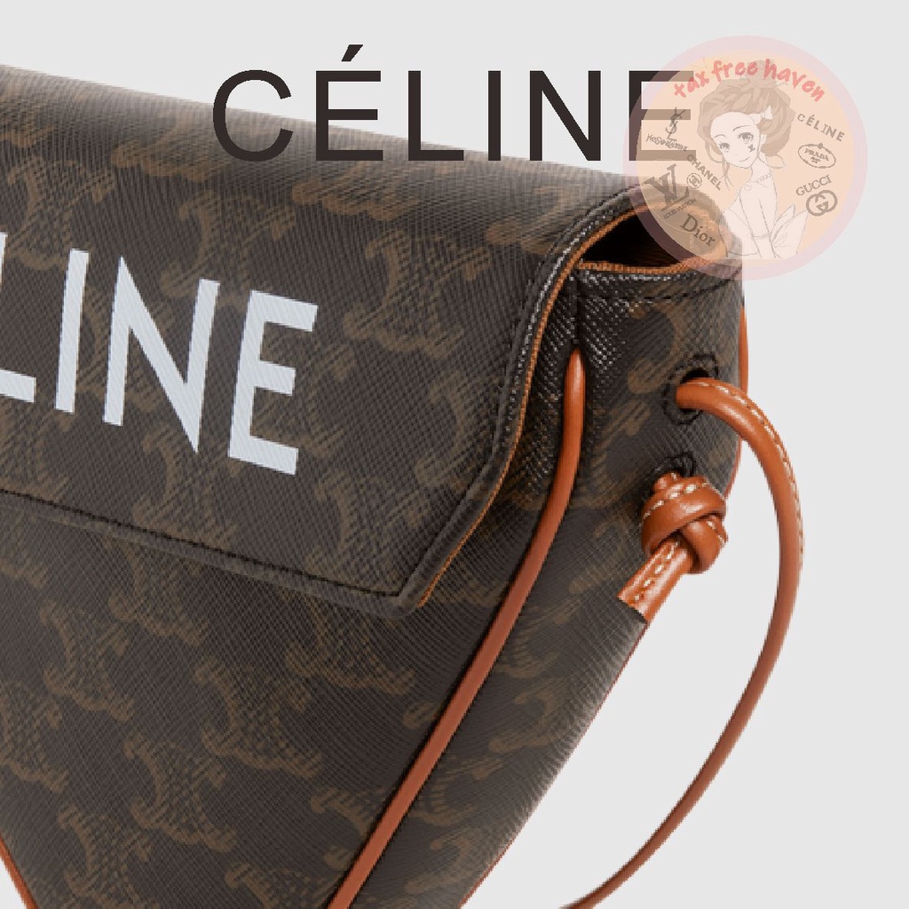 ราคาต่ำสุดของ-shopee-ของแท้-100-celine-แบรนด์ใหม่โลโก้พิมพ์กระเป๋าสามเหลี่ยม