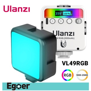 Ulanzi VL49 RGB Light การถ่ายภาพขนาดเล็กเติมแสงแบตเตอรี่ลิเธียมในตัวพร้อมรองเท้าเย็นปรับความสว่างแสงอ่อน 2500-9000K Type-c การชาร์จ