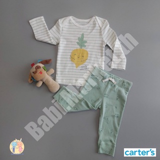 เซตเสื้อยืด กางเกงขายาว Unisex สีเขียว แบรนด์คาร์เตอร์ (Carters) ของใหม่