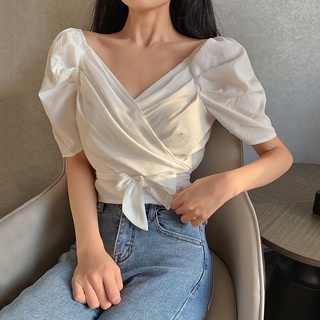 2021 เสื้อเชิ้ตสําหรับสตรีแขนยาวคอวีทรงสลิมทรงสลิม