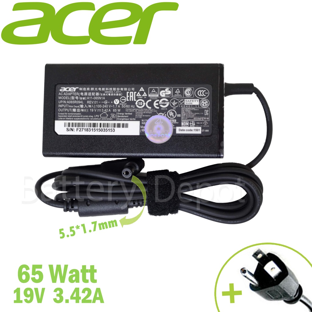 ภาพหน้าปกสินค้ารุ่นใหม่ Acer Adapter 65w 5.5 Aspire E5-574G E5-575 E5-575G E5-576G E5-722G E5-773G E5-774 E5-774G สายชาร์จ Acer
