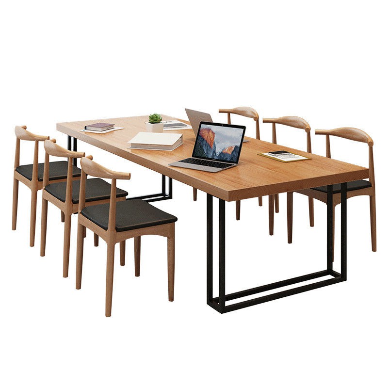 -ↂSolid wood office and chair combination conference table negotiation ...