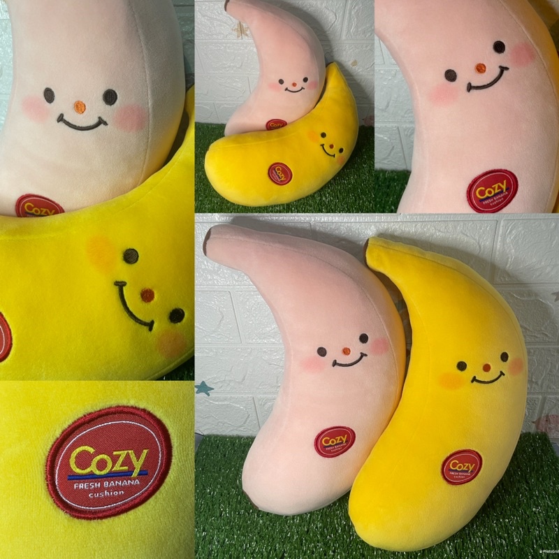 คู่หมอนน้องกล้วยยิ้มแย้ม-นุ่มนิ่มน่ารัก-เนื้อโมจิ-cozy-fresh-banana-cushion-ขายคู่-ได้ทั้ง2ชิ้นค่ะ