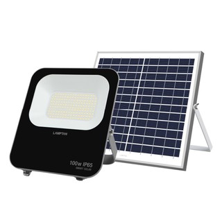 ไฟสปอทไลท์ภายนอก สปอทไลท์ SOLAR LAMPTAN FLOODLIGHT SMART 100 วัตต์ DAYLIGHT สีดำ โคมไฟภายนอก โคมไฟ หลอดไฟ LED SOLAR FLOO