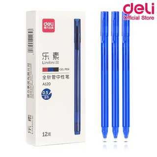 Deli A120 Gel Pen 0.5mm ปากกาเจล (หมึกน้ำเงิน) ขนาดเส้น 0.5mm (แพ็คกล่อง 12 แท่ง) ปากกา ปากกาเขียนดี อุปกรณ์เครื่องเขียน