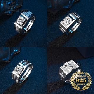 ภาพหน้าปกสินค้าS925 แหวนเงินแฟชั่นปรับแหวนเซอร์โคเนียผู้ชายแหวนแต่งงานคริสตัลเพชร ซึ่งคุณอาจชอบสินค้านี้